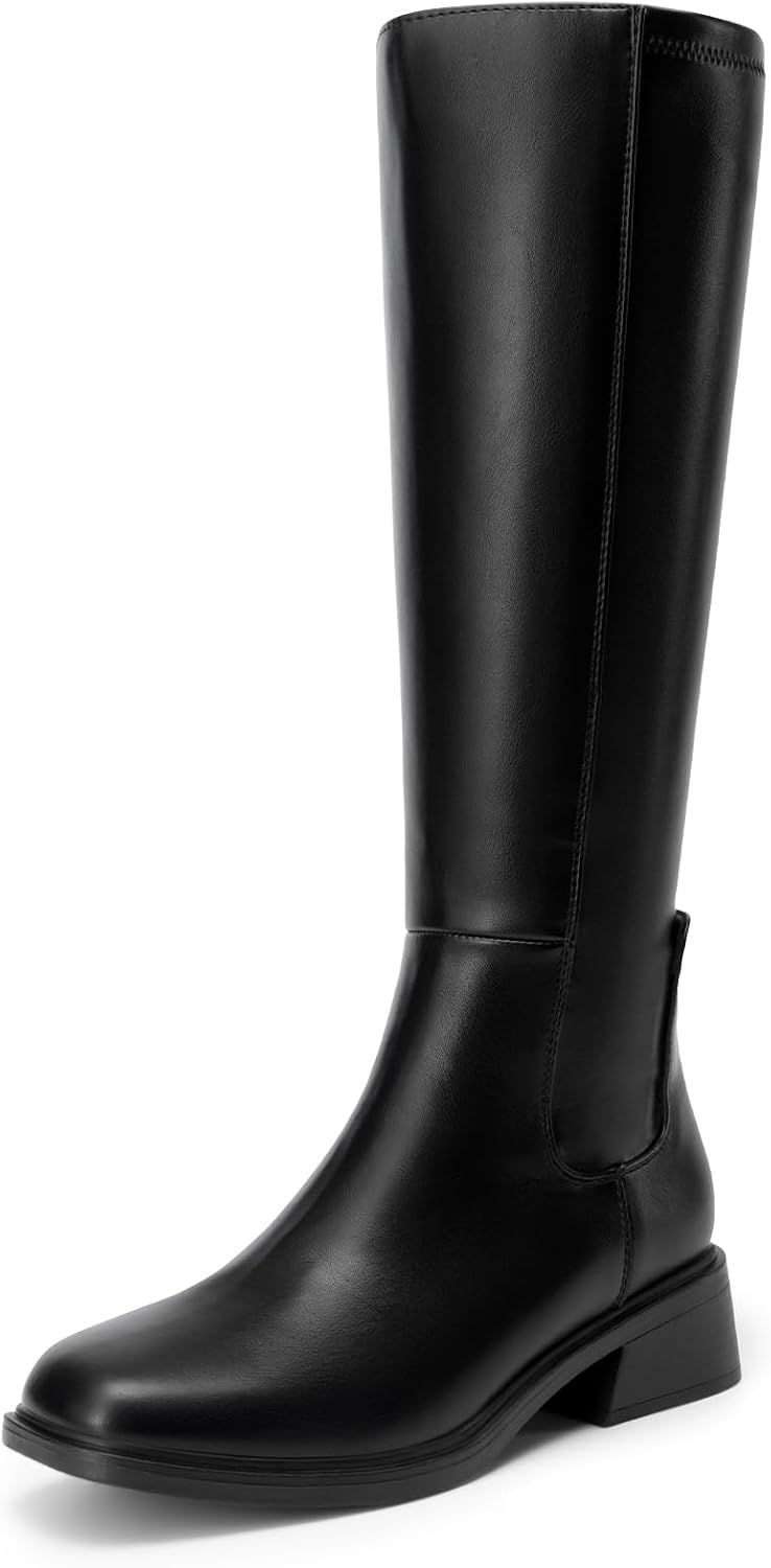 Women’s Square Toe Riding Tall Boots Zipper