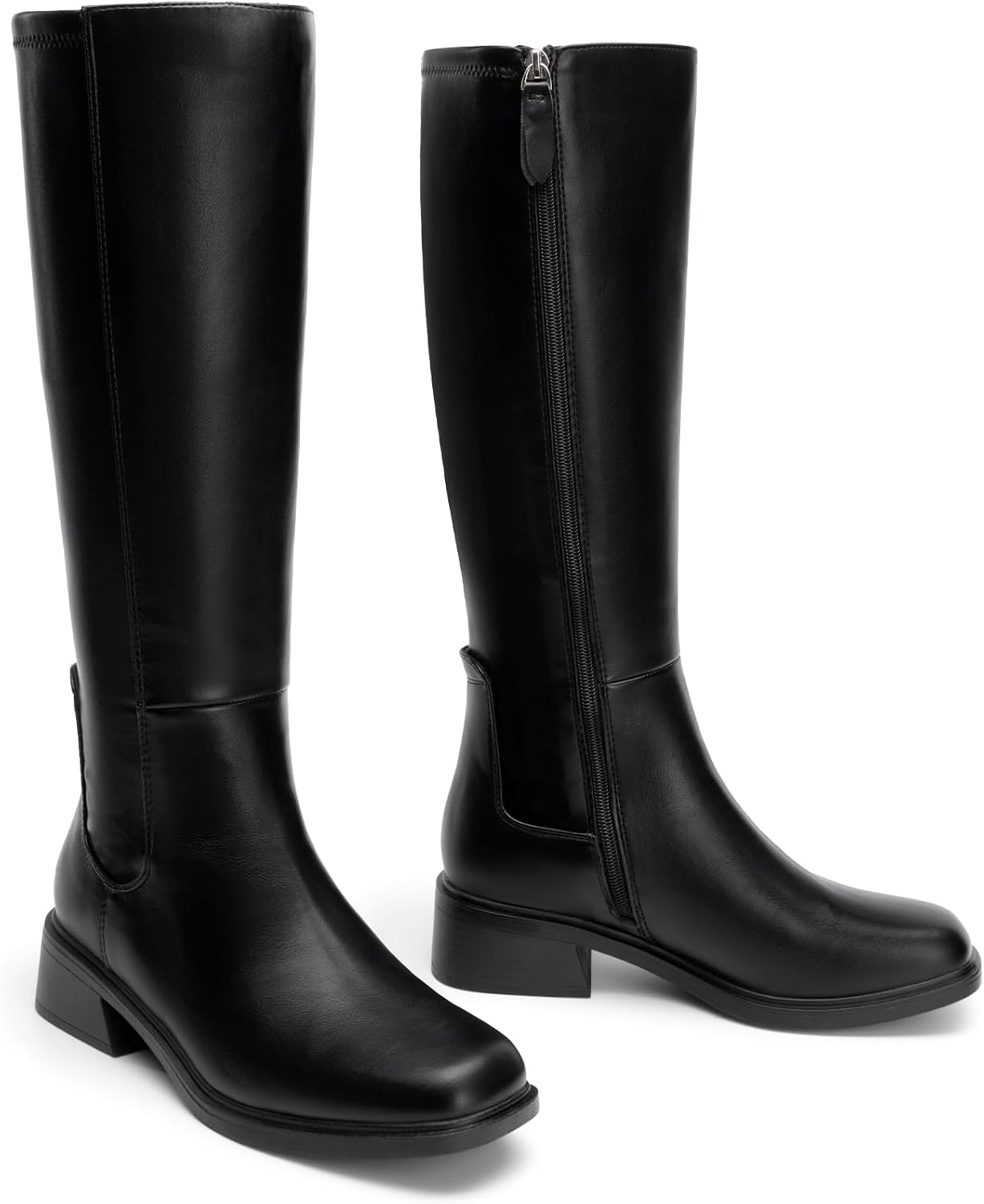 Women’s Square Toe Riding Tall Boots Zipper - Image 7