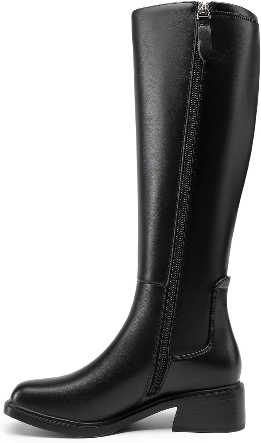 Women’s Square Toe Riding Tall Boots Zipper - Image 6
