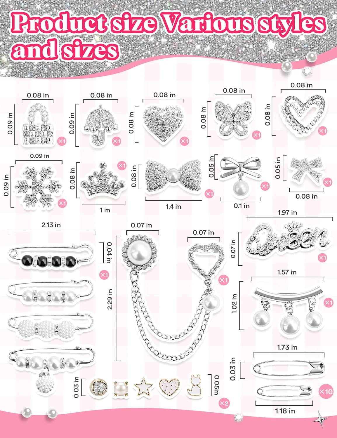 80pcs Pearl Pin Charms Set for Shoes & Bags - Image 3
