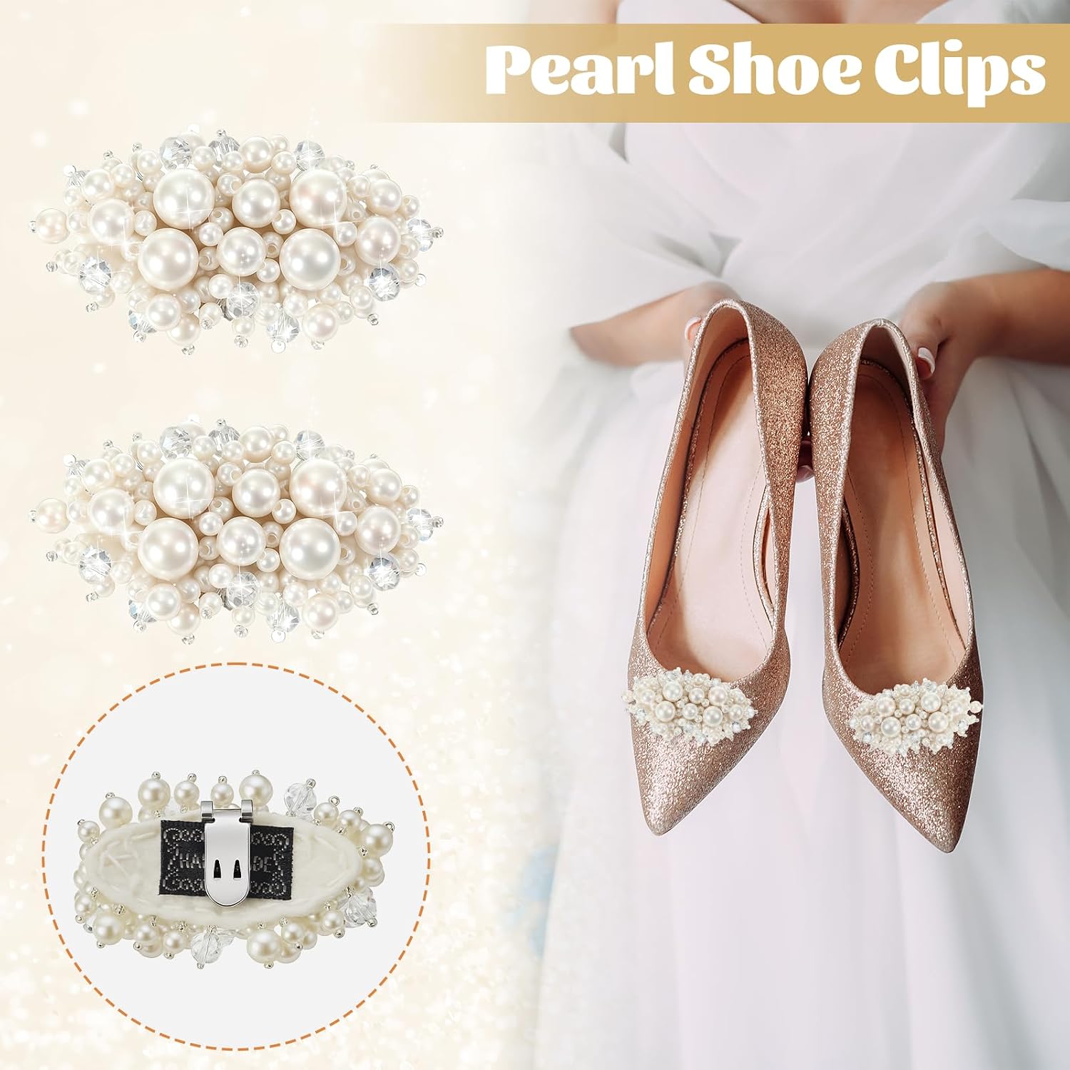 Pearl Shoe Clips for Dress Shoes, 1 Pair - Image 5