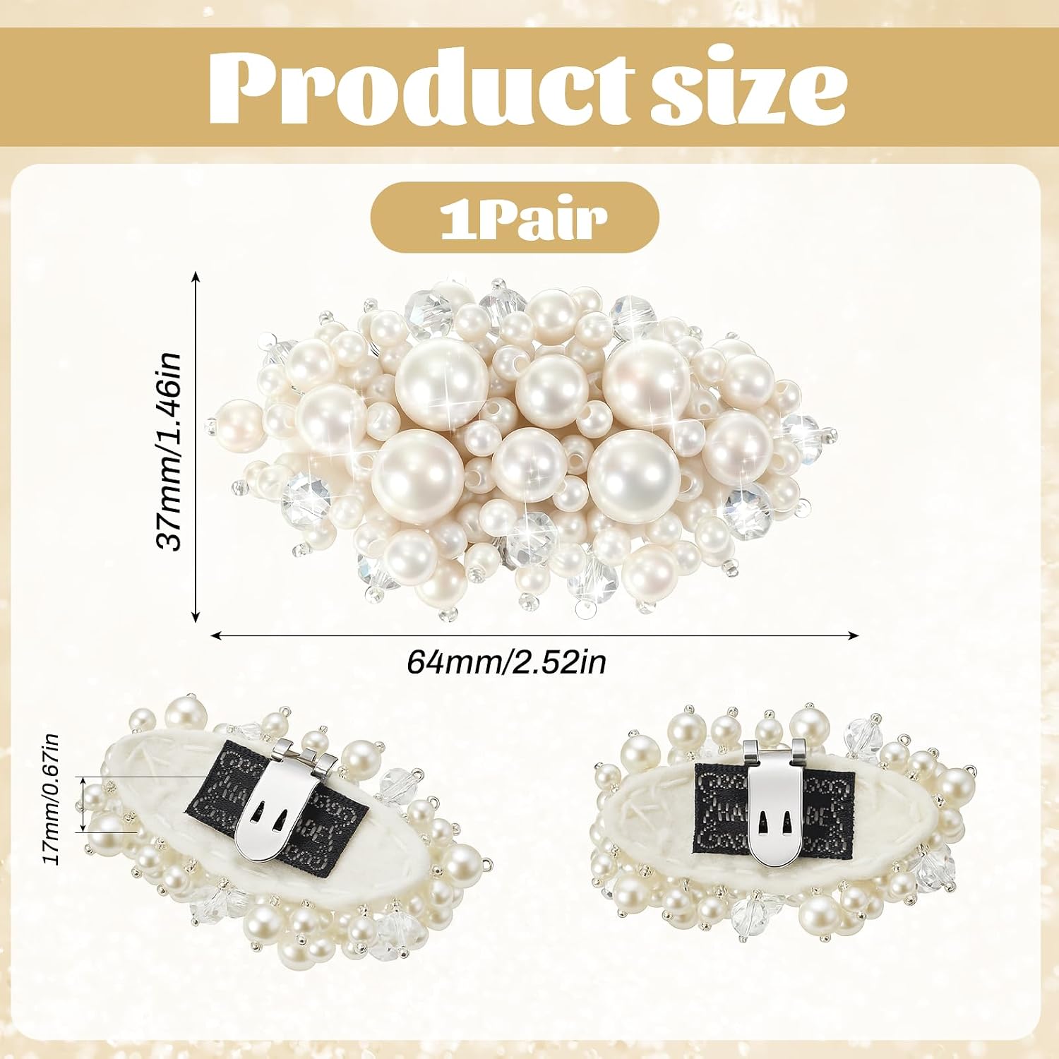 Pearl Shoe Clips for Dress Shoes, 1 Pair - Image 2