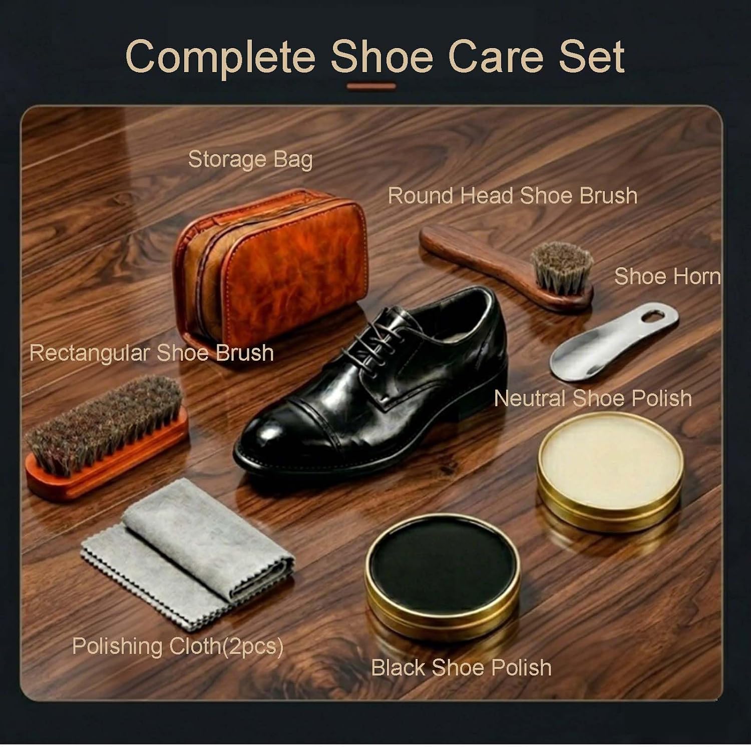 Shoe Care Kit with Brush & Polish - Image 2
