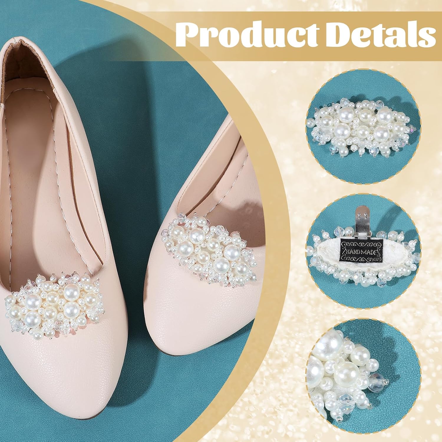 Pearl Shoe Clips for Dress Shoes, 1 Pair - Image 3