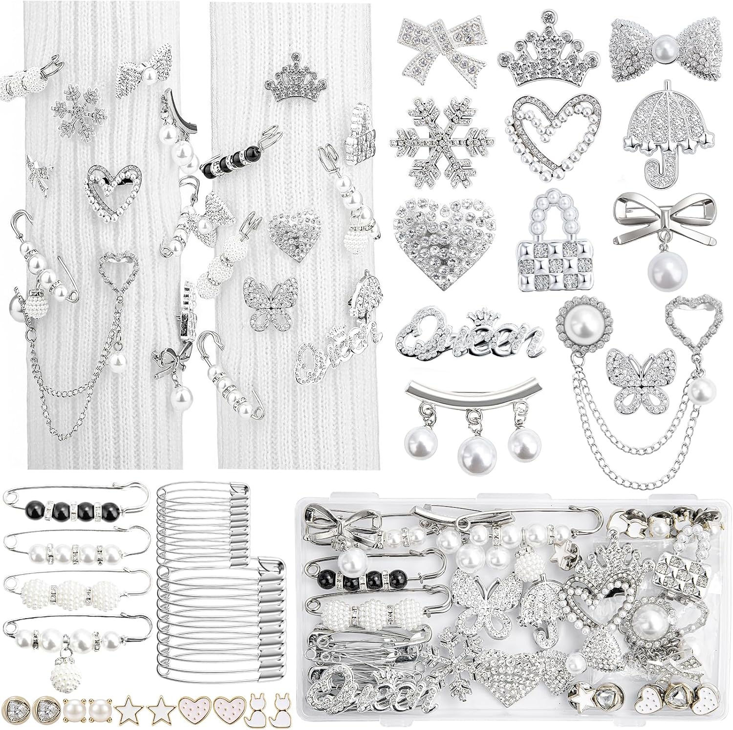 80pcs Pearl Pin Charms Set for Shoes & Bags